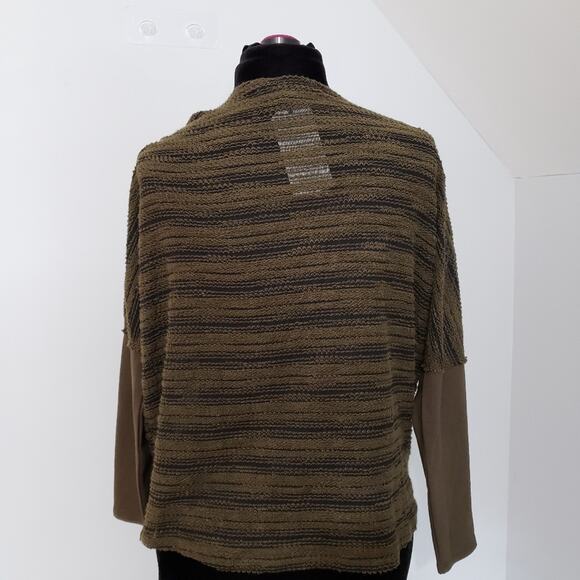 NWT Chalet Moss Green Striped Long Sleeve Wrap Sweater - Picture 4 of 12